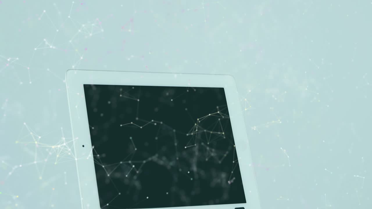 Upon startup tablet showing network monitor laptop cell icons emerging and linking for connectivity