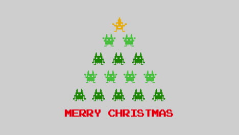 animación de las palabras feliz navidad y árbol de navidad digital con estrella y decoración navideña