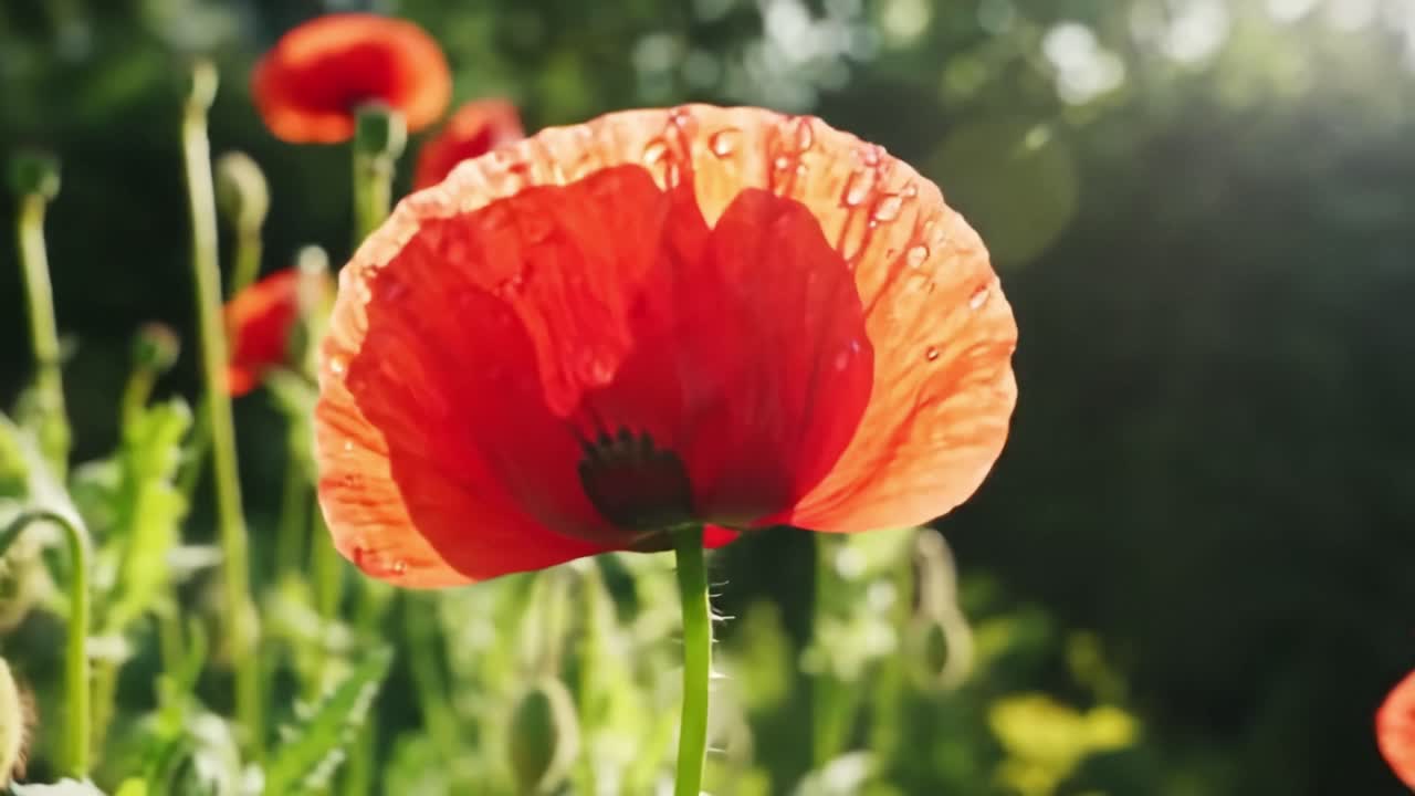 amapolas rojas en un jardín