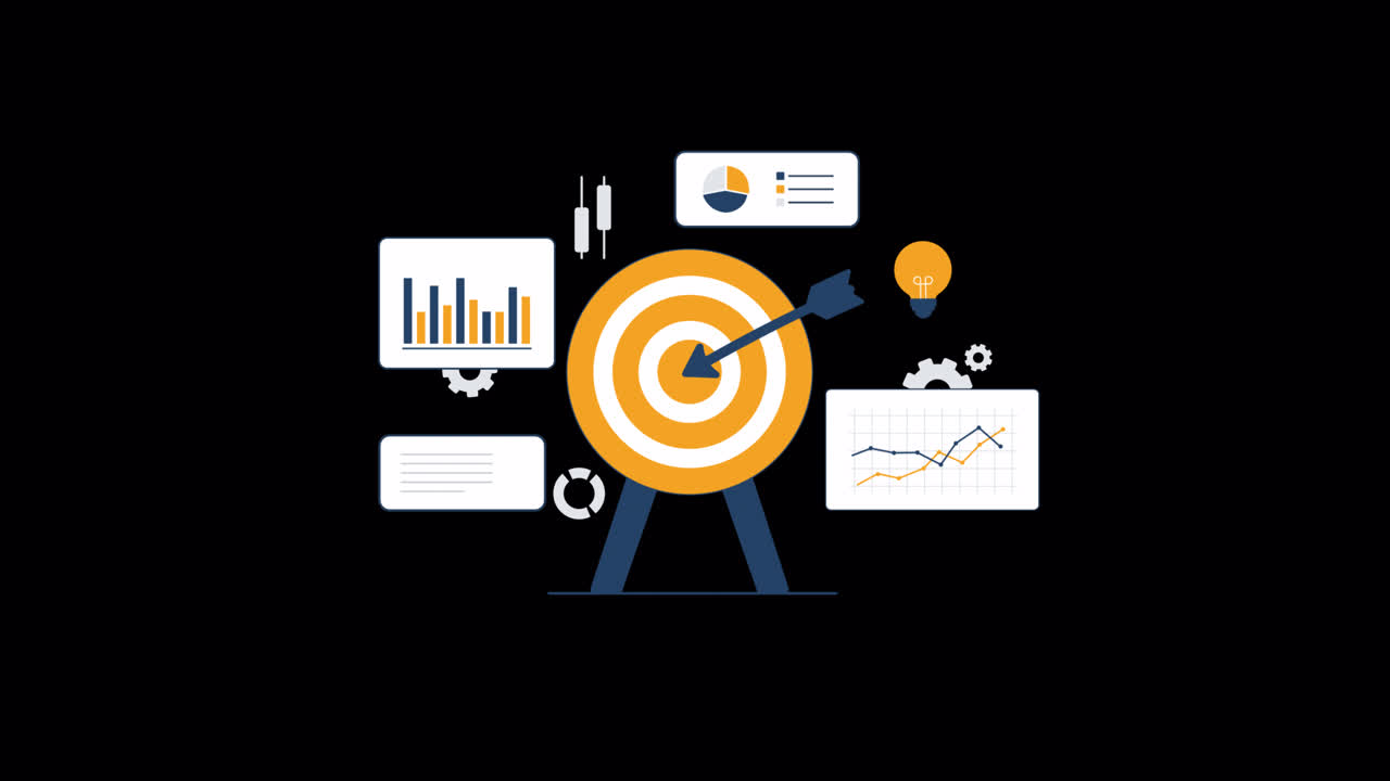 Animated Illustration of Business Goal Achievement with Data Analysis