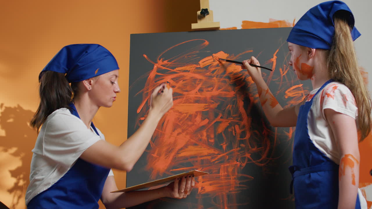 Woman and Girl Painting Together