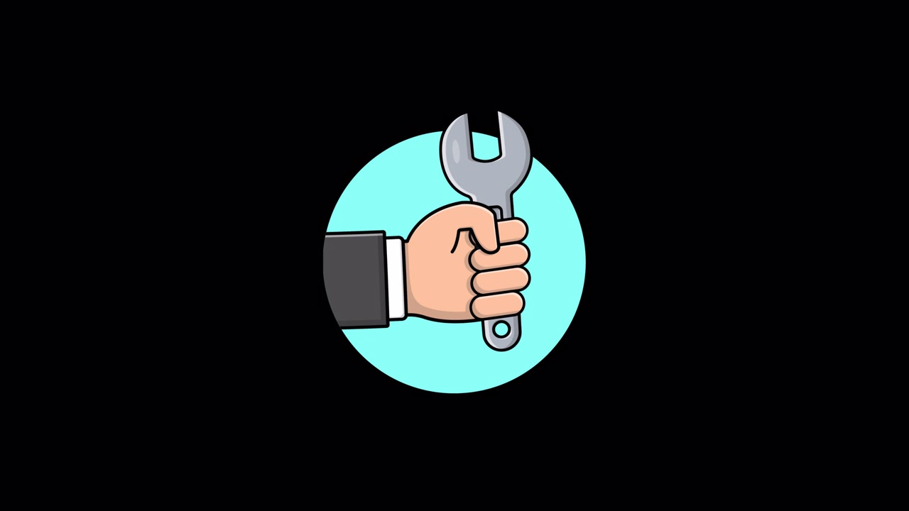 Animated Cartoon Hand Holding a Wrench Icon