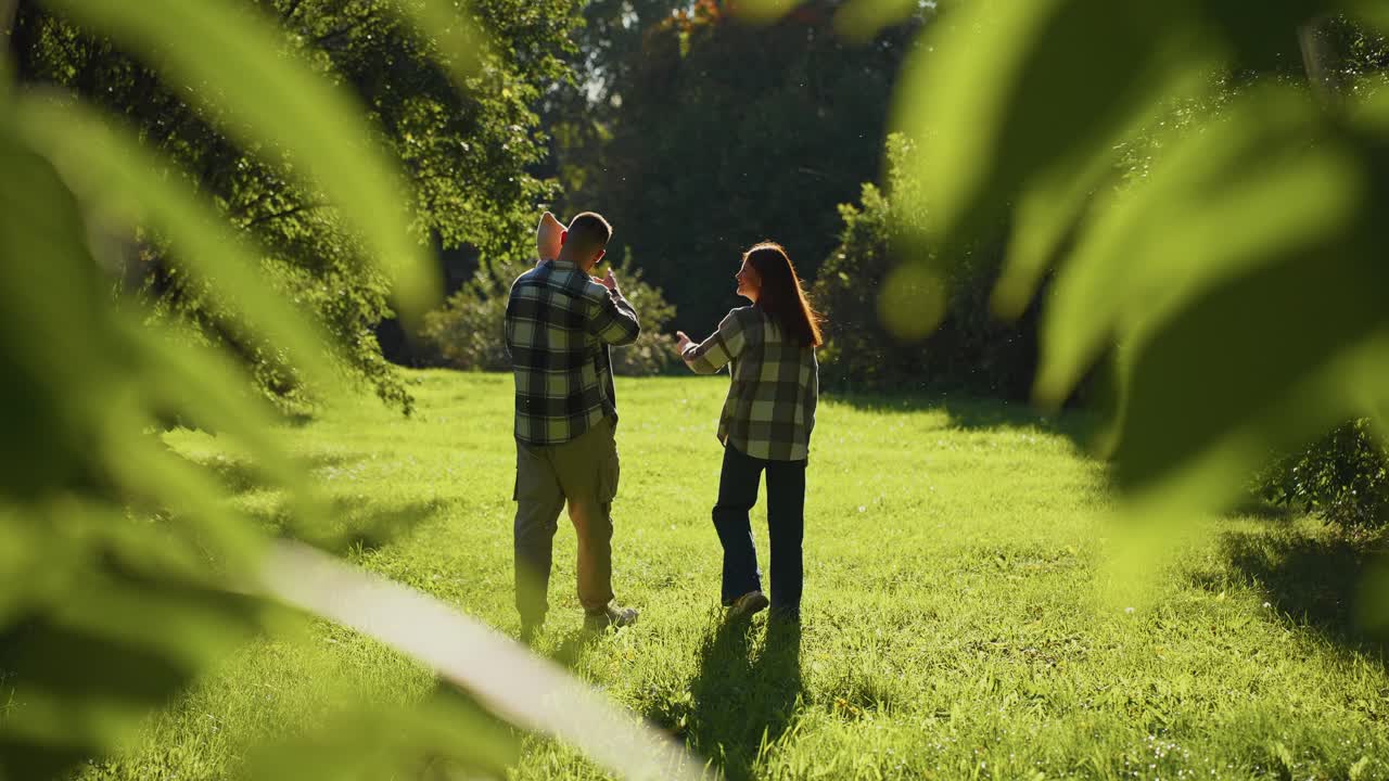 Family enjoying time in park