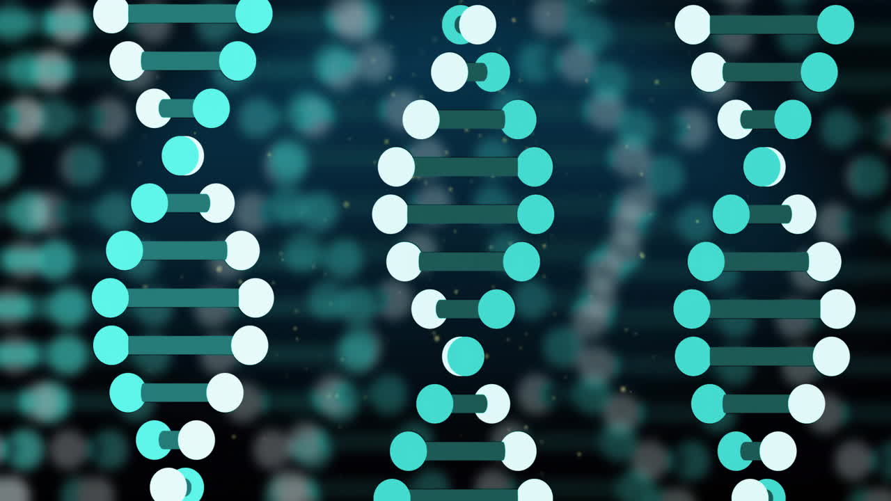 Animation of dna strands moving on black background