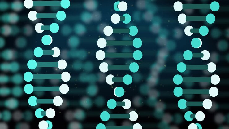Animazione di filamenti di DNA in movimento su sfondo nero