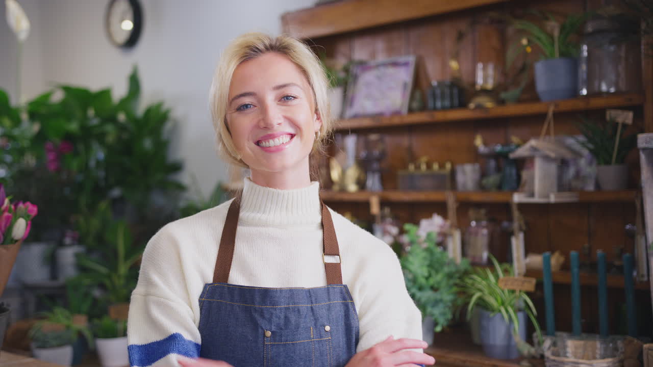 Portrait Of Smiling Female Owner Of Florists Shop In Store