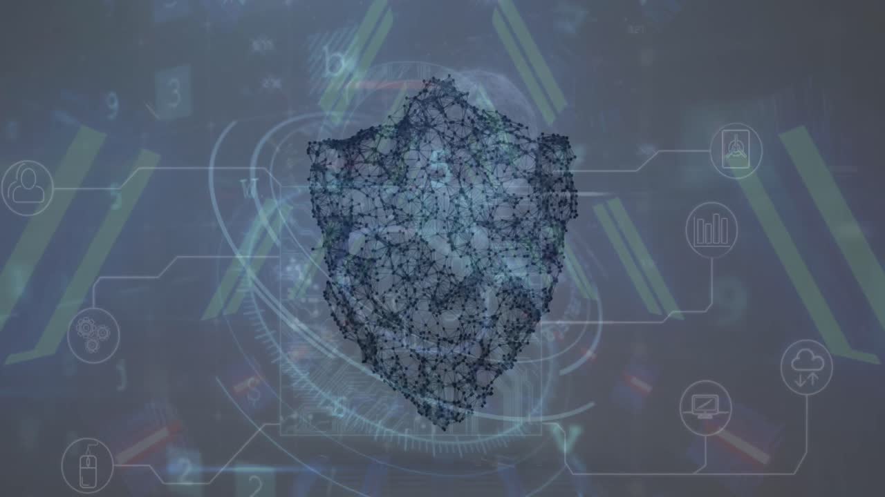 animación del procesamiento de datos sobre el escudo