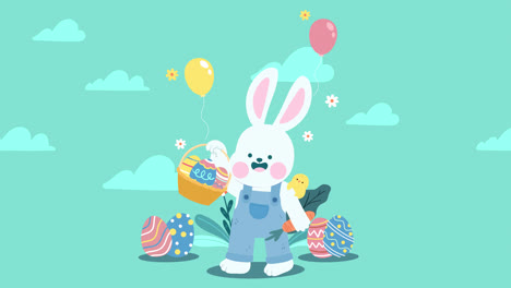 conejo de pascua con huevos de pascua