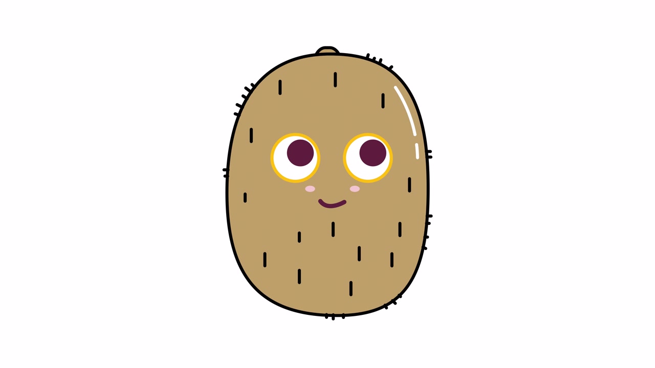 Personagem de desenho animado de kiwi piscando em fundo branco