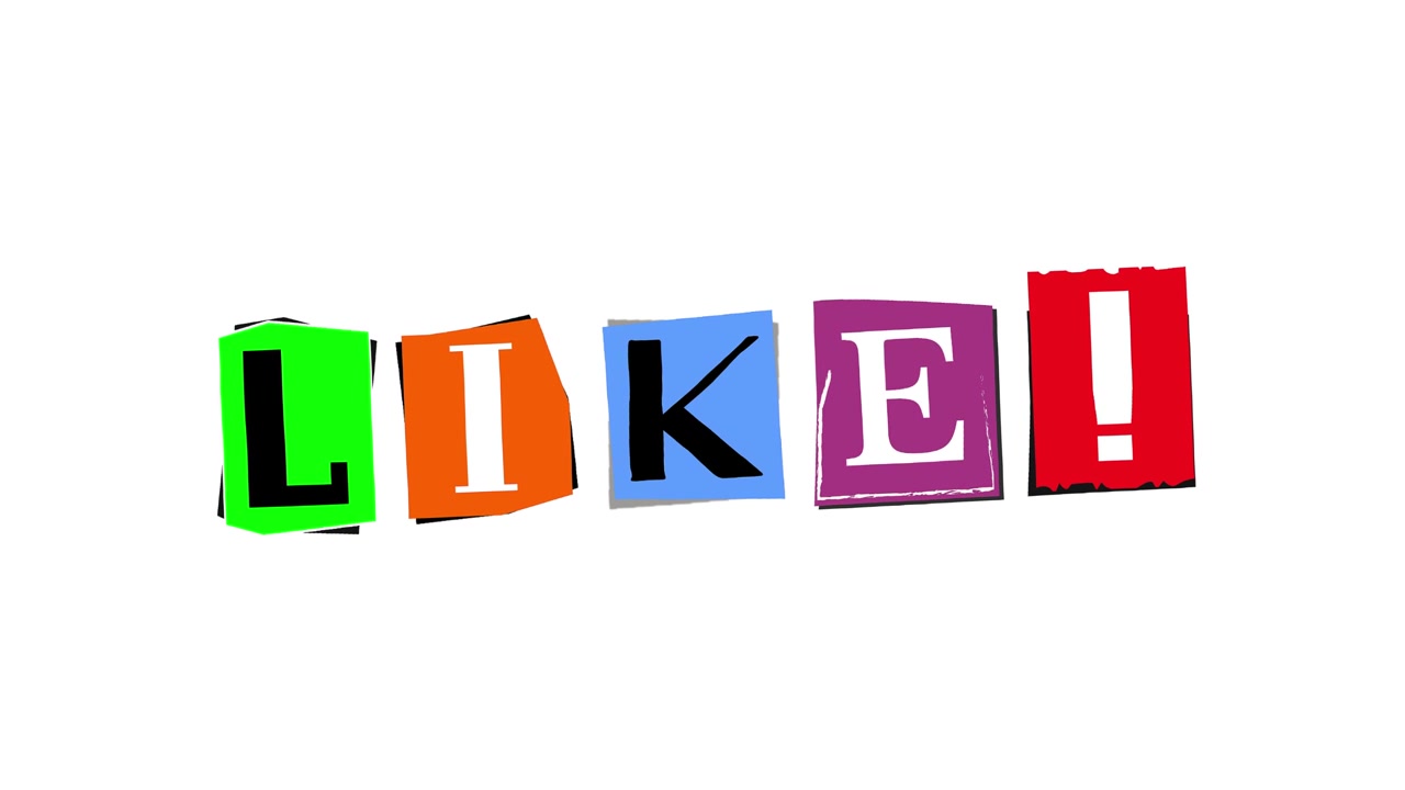 Texto Animado Estilo Nota de Resgate Soletrando 'Like' Com Ponto de Exclamação