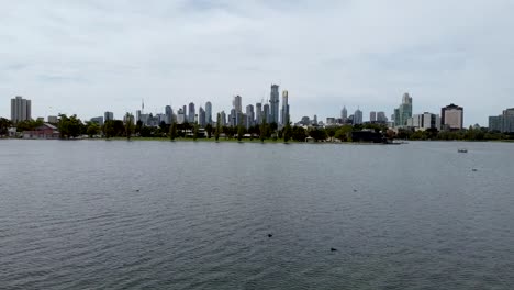 establishing drone shot of melbourne, victoria, australia