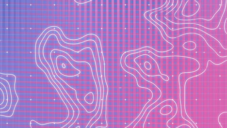 animación de isohypses sobre el procesamiento de datos en fondo violeta