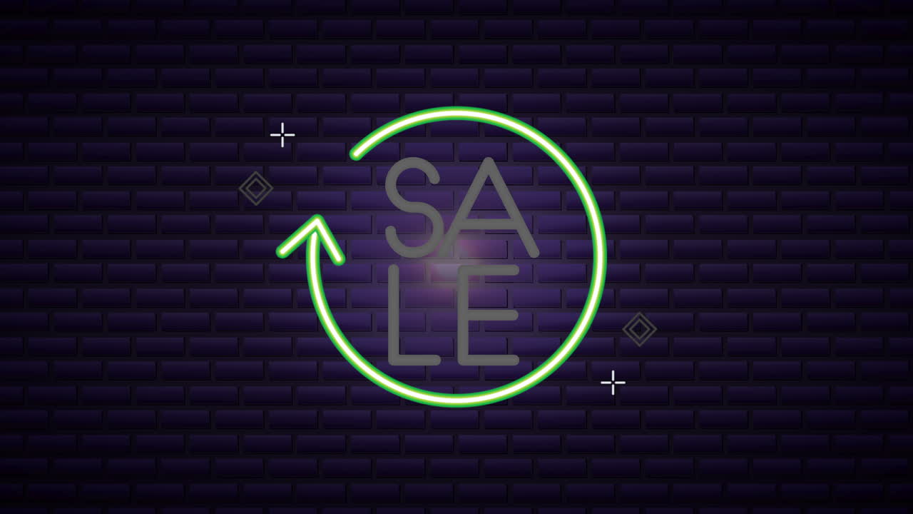 etiqueta de luz de neón comercial con flecha