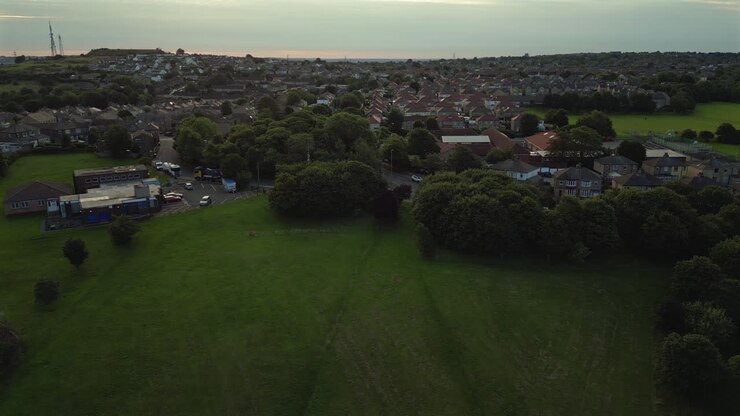Rising Establishing Drone Shot Over Wrose in Bradford Suburbs