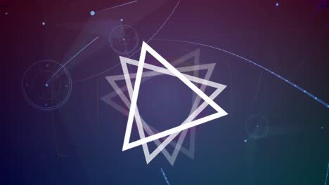 Animation-of-triangles-rotating-on-violet-background