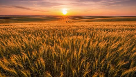 el atardecer dorado sobre un campo de trigo