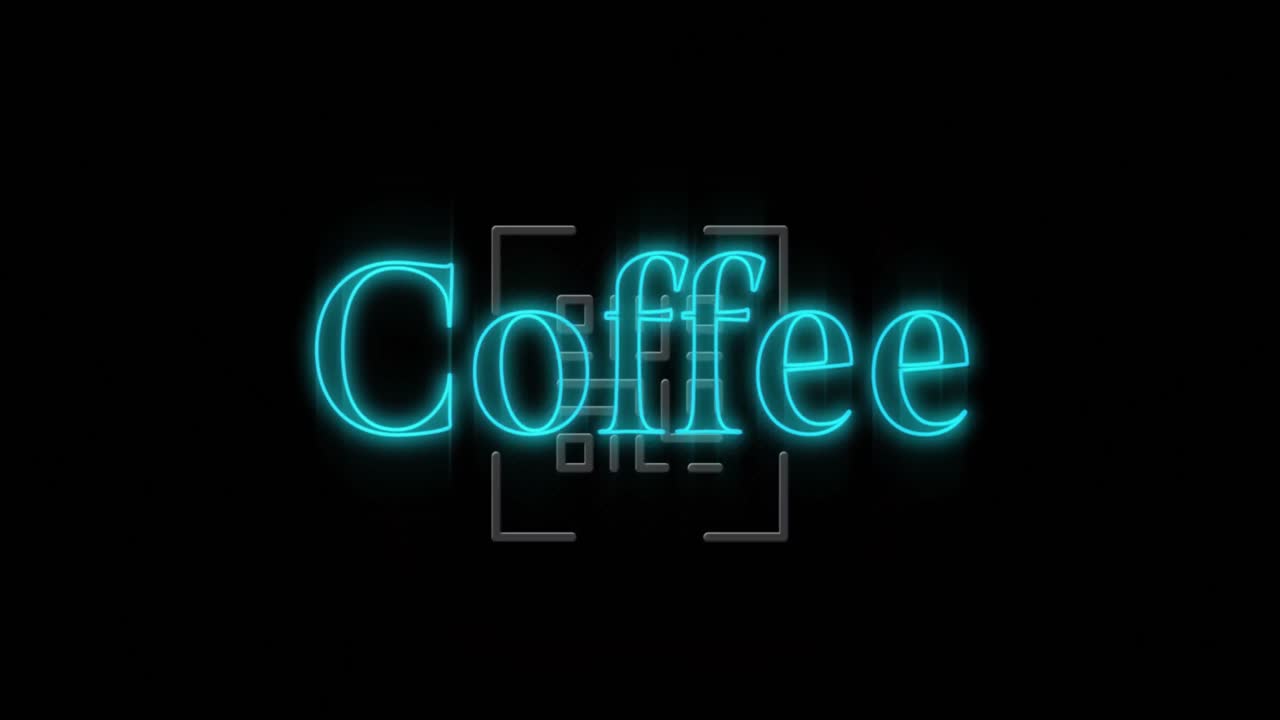 Animação do texto 'café' sobre código QR