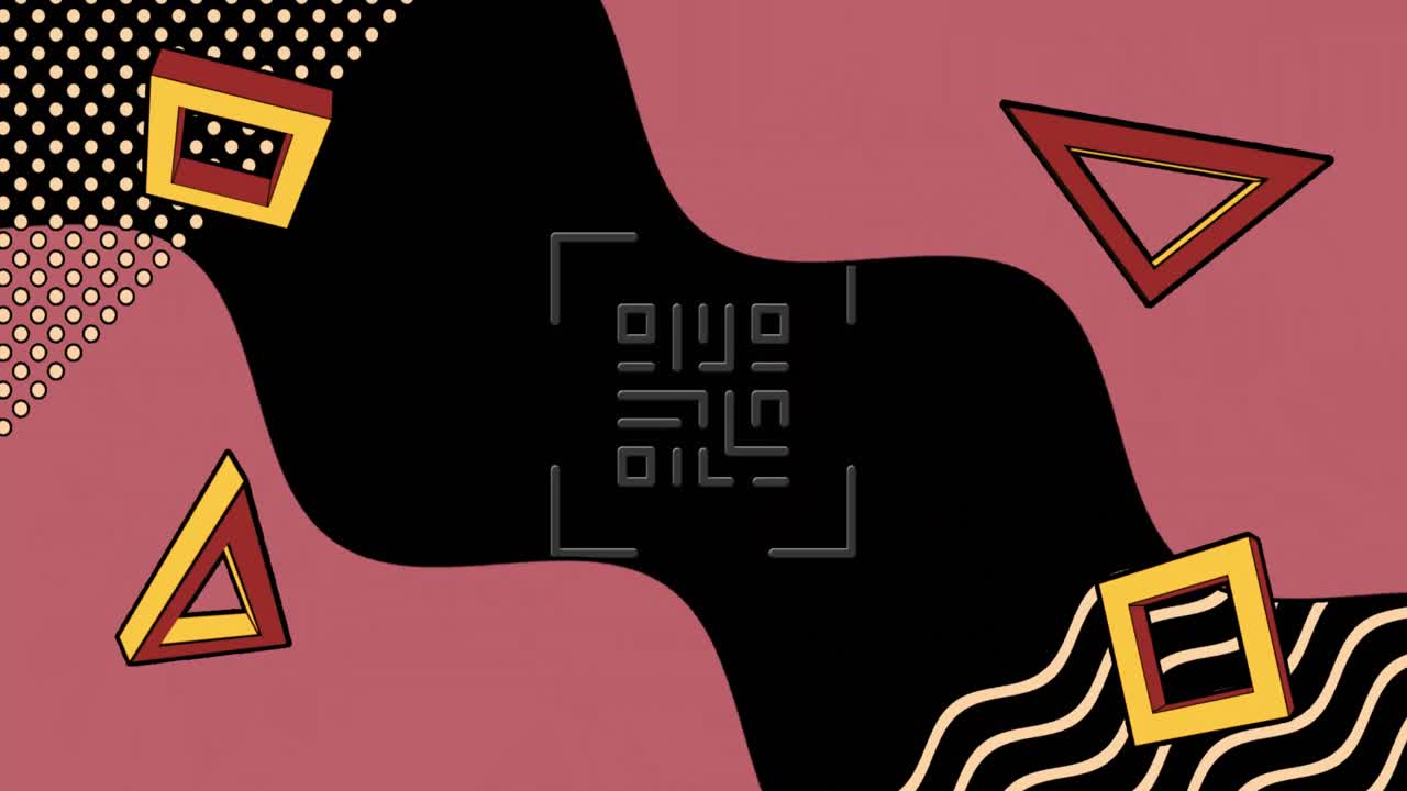 네온 기하학적 모양 위에 반 ⁇ 이는 qr 코드의 애니메이션