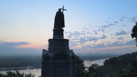 famous architectural landmark of kyiv, ukraine: monument to vladimir the great at dawn in the morning