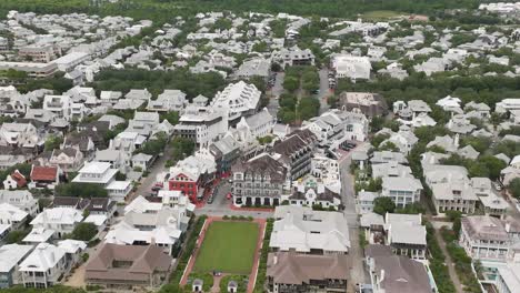 Rosmery-beach-town-reel,-buildings,-hotels,-houses-day-time