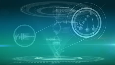 DNA-Doppelhelix-Mit-Herz-EKG,-Molekülmodell-Und-Programmcodes