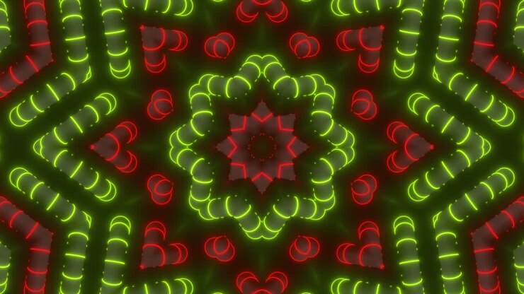 Abstract Neon Kaleidoscope Pattern (modello di caleidoscopio al neon)