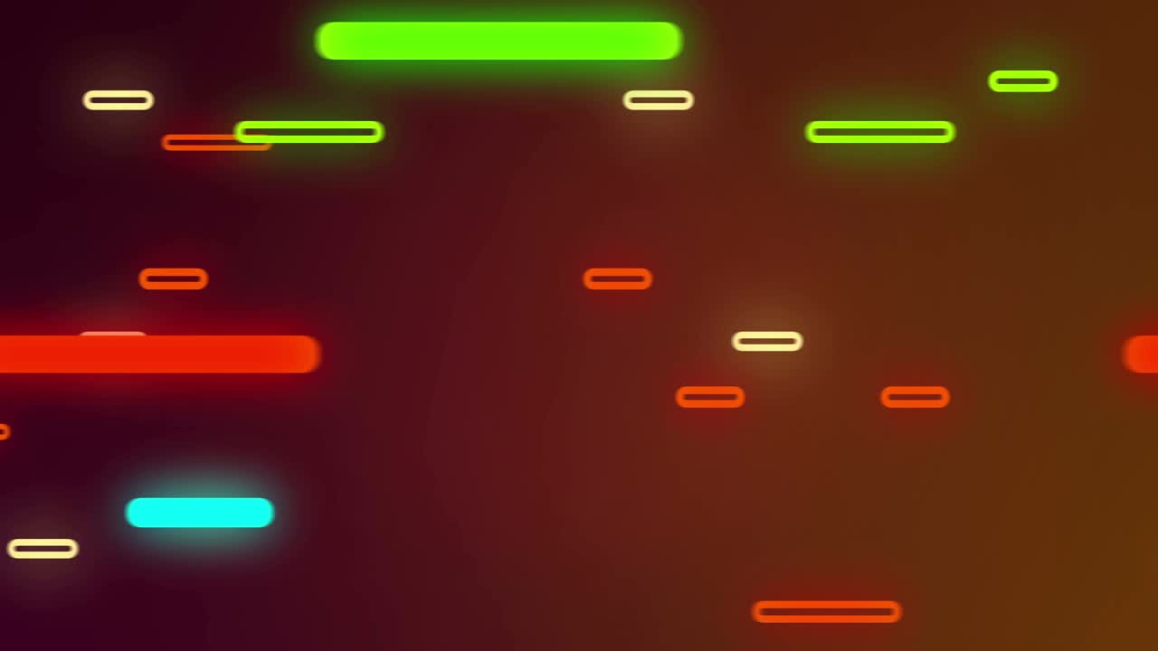 strisce multicolori luminose si muovono a velocità diverse a distanze diverse l'una dall'altra.