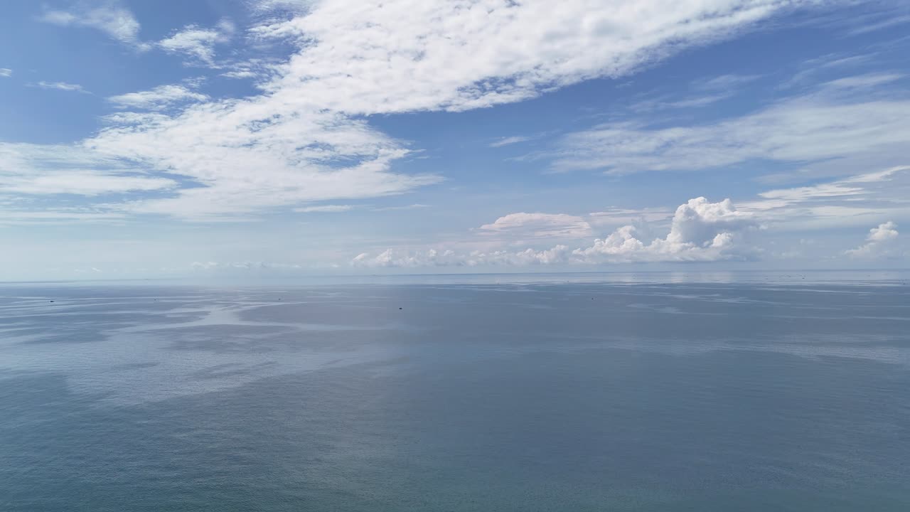 Aerial View Pan of Sea in La Gi in the Afternoon