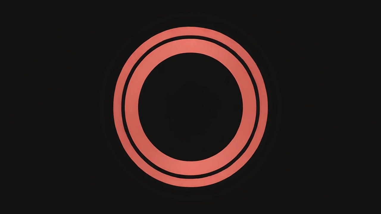 Abstract Animation of Expanding and Contracting Red Circles on Black Background