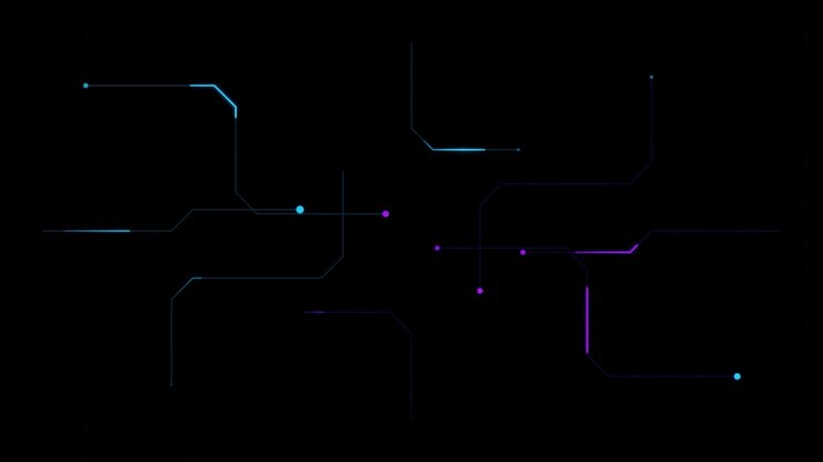 Abstract Digital Circuit Board Animation with Glowing Nodes