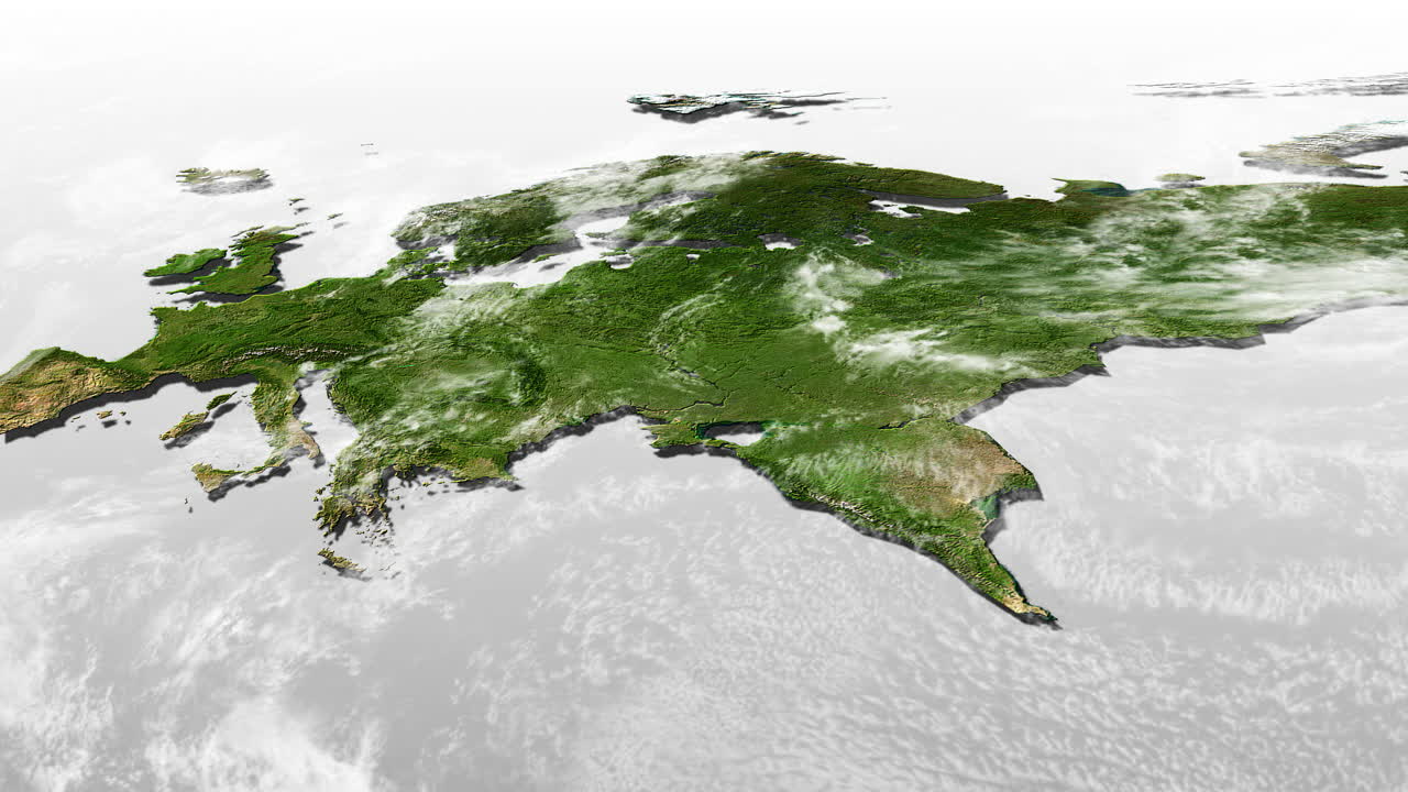 Satellite View of Europe and Asia