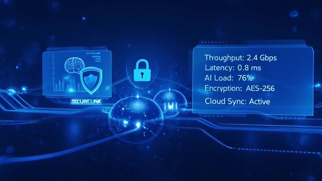 Digital Network Connection with Data Security and Artificial Intelligence Visualization