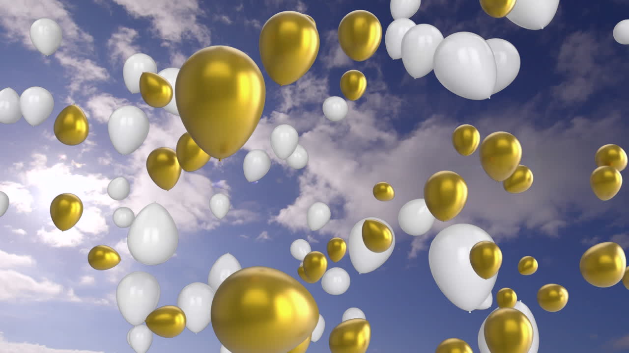 globos en el cielo azul