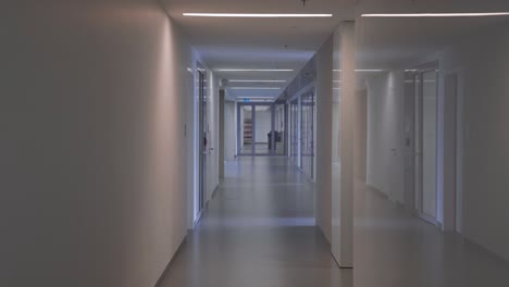 Empty-corridor-hall-of-a-medical-building---static-zoom-shot