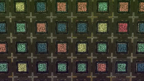 líneas paralelas abstractas de códigos qr de forma cuadrada que se mueven sobre un fondo verde oscuro. animación. concepto de información digital, bucle sin costuras.