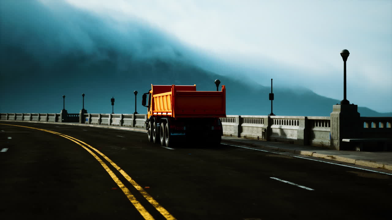 다리에 큰 트럭 트럭