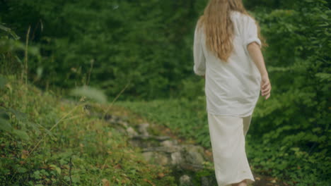 Woman-Walking-Upstairs-Outdoors