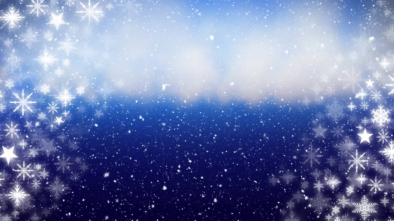 파란색 바탕에 눈이 내리고 있습니다.