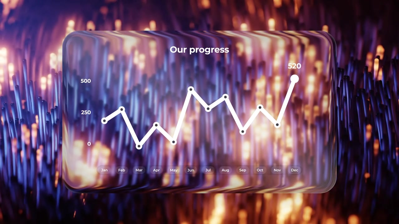 Widget in vetro liquido con grafico a linee.