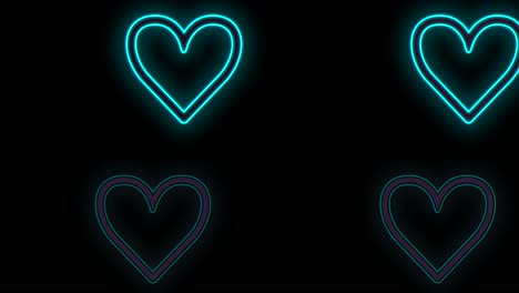 blue hearts pattern with neon light