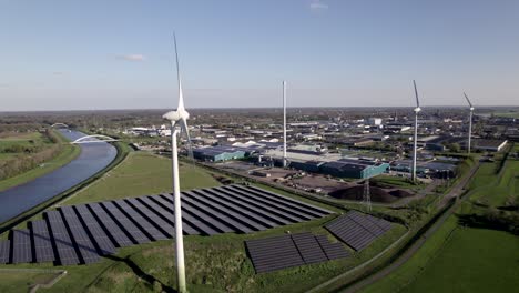 clean energy wind turbines and solar panels hub in the netherlands