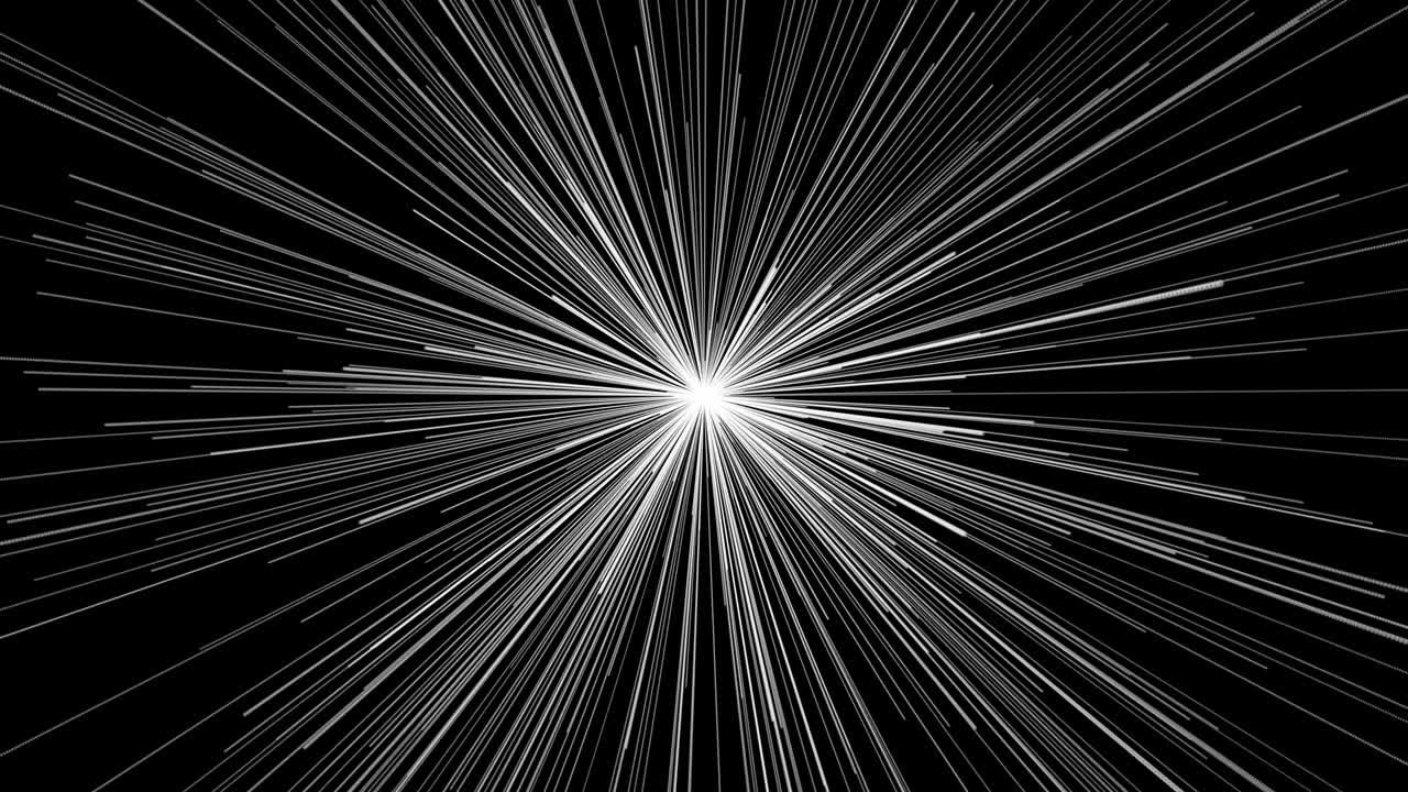 화이트 스타 트레일의 워프 또는 하이퍼스페이스 모션의 4k 추상 - 폭발 및 확장 운동 - 모션 그래픽 및 애니메이션 배경