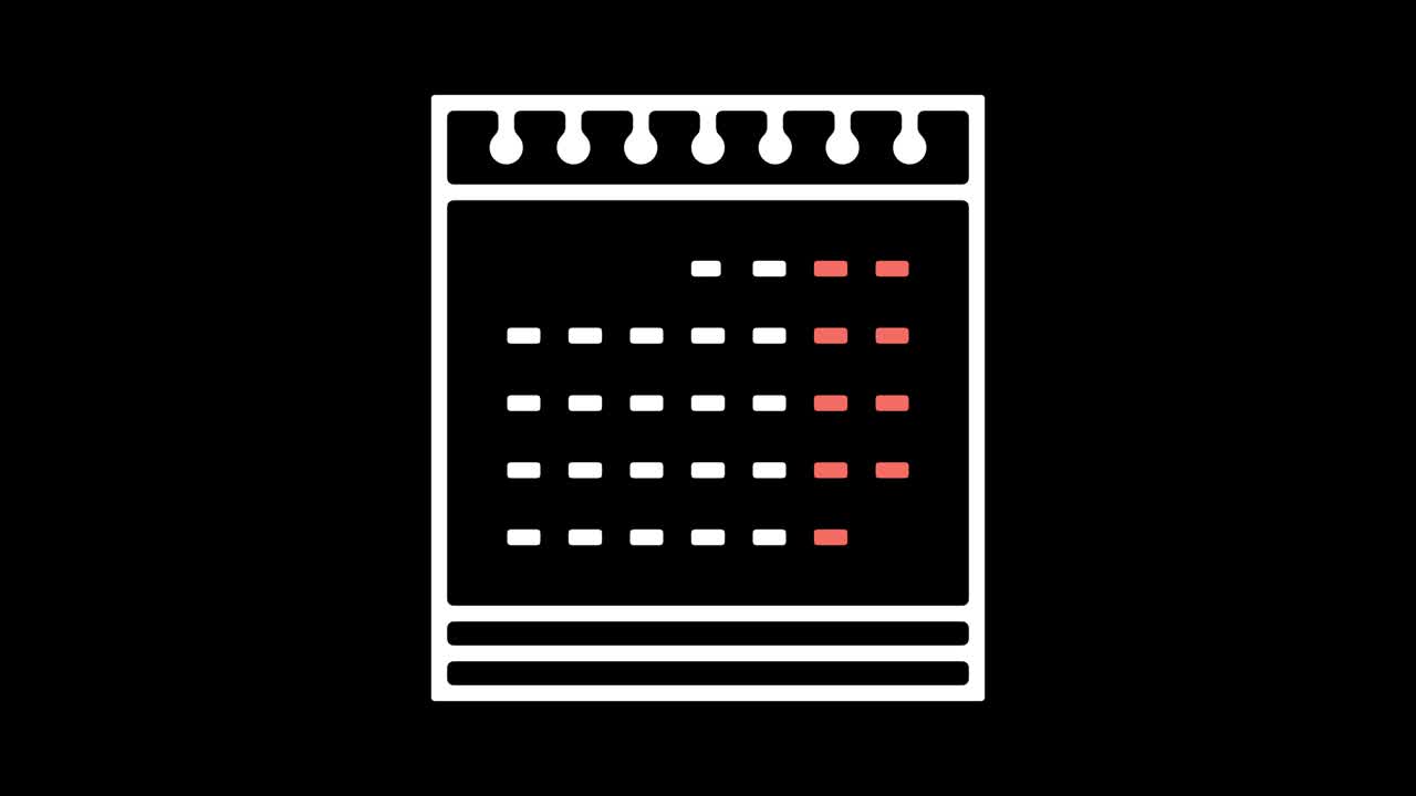 animación de icono de línea de calendario en línea con alfa
