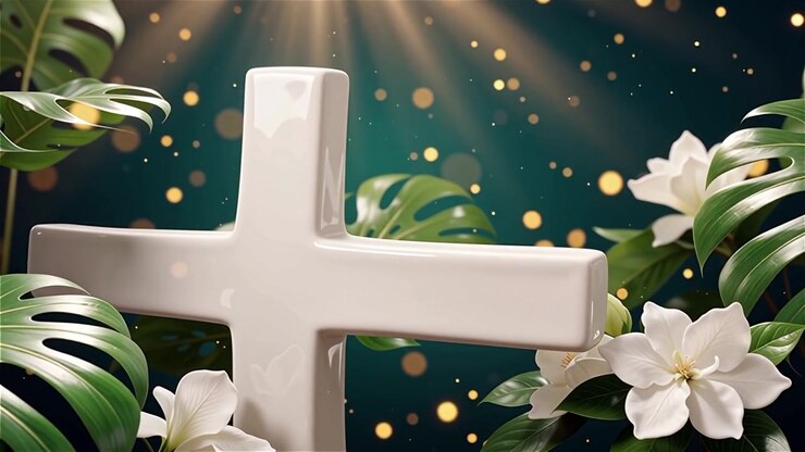 Cruz Cristiana con Luz Celestial, Fondo para Adoración.