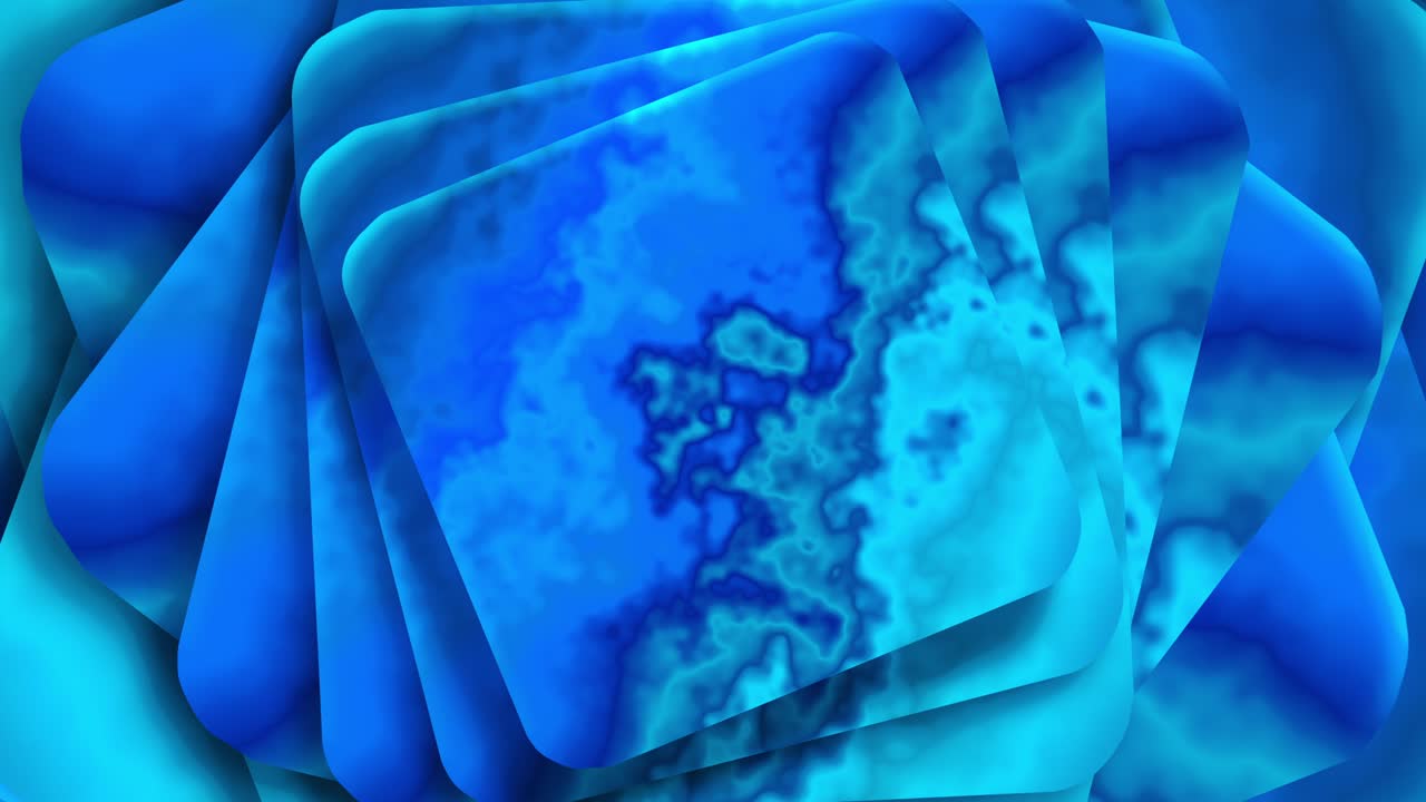 patrón de bucle sin costuras abstracto de rectángulo de mármol azul remolino girar. anillos metálicos brillantes animación. fondo abstracto para negocios