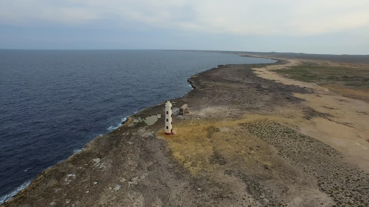 Aerial View of a Lighthouse by the Sea