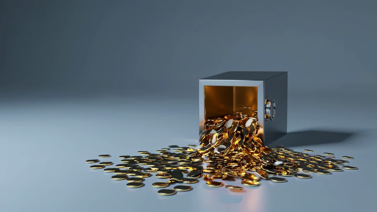 금 동전 이 금고 에서 아져 나온다