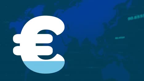 animation of euro sign over financial data processing