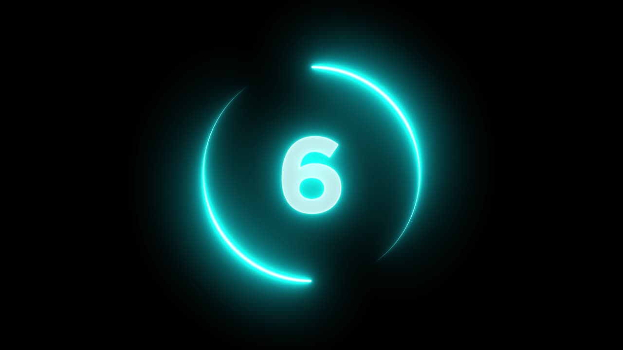 Glowing Neon Countdown Numbers