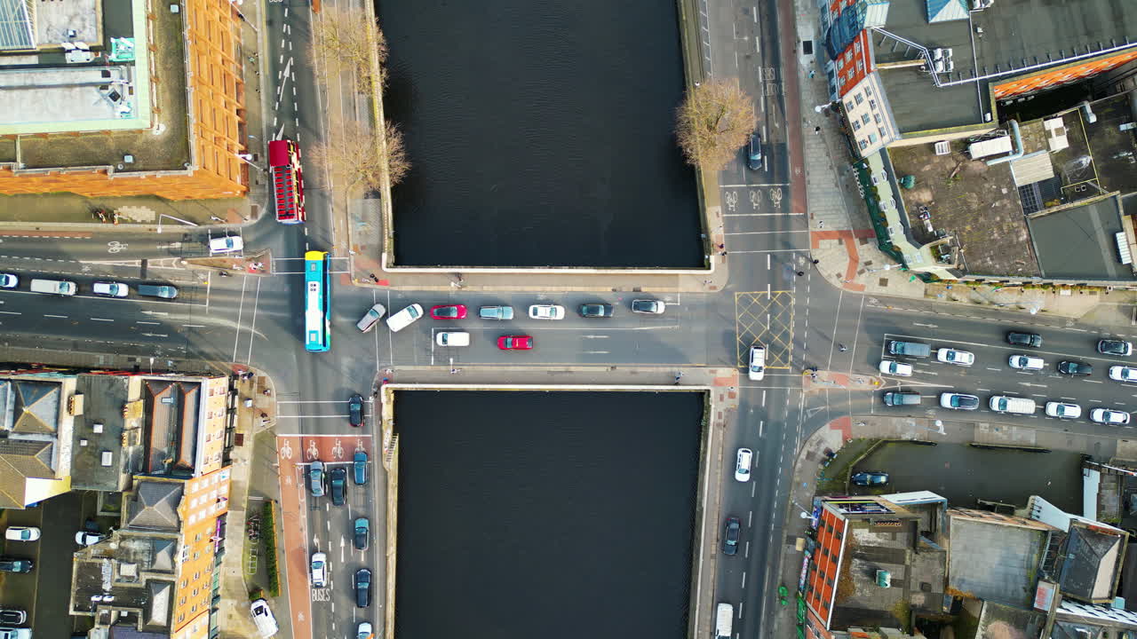 Aerial drone view of Grand Canal Dock and Ringsend in Dublin, Ireland